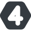 Wide, solid, hexagon, four, number, font, digit, four-wide, 4 icon