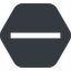 Up, wide, solid, hexagon, minus, remove, sub, substract, collapse, minus-wide, -, less icon