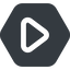 Up, wide, solid, hexagon, arrow, video, play, mp3, player, pause, play-wide icon