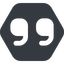 Up, wide, solid, hexagon, mark, quote, quotation, citation, quote-wide, quotation-mark, double-quotes icon