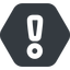 Wide, solid, hexagon, mark, warning, exclamation, warning-wide, alert icon