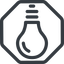 Line, down, normal, octagon, horizontal, mirror, light, bulb, brainstorming, creativity, idea, tip, lamp icon
