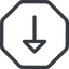Line, down, normal, octagon, arrow icon