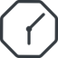 Line, down, normal, octagon, clock, time, meeting, hour, minute, hours, minutes icon