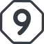Line, down, normal, octagon, number, font, digit, 6, six, 9, nine icon