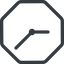 Line, left, normal, octagon, horizontal, mirror, clock, time, meeting, hour, minute, hours, minutes icon