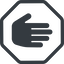 Line, left, normal, solid, octagon, horizontal, mirror, hand, stop, fingers, hand-solid icon