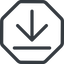 Line, up, normal, octagon, download, downloaded, downloading icon