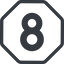 Line, normal, octagon, number, font, digit, 8, eight icon