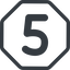 Line, normal, octagon, number, font, digit, five, 5 icon