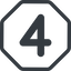 Line, normal, octagon, four, number, font, digit, 4 icon