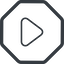 Line, up, normal, octagon, arrow, video, play, mp3, player, pause, play-thin icon