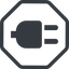 Line, up, normal, octagon, electricity, plug, charge, charger, electric, plug-solid, electrics, electrical icon
