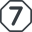 Line, normal, octagon, number, font, digit, 7, seven icon