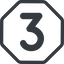 Line, normal, octagon, three, number, font, digit, 3 icon