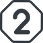 Line, normal, octagon, number, font, digit, two, 2 icon