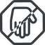 Line, down, normal, solid, octagon, horizontal, mirror, prohibited, hand, stop, fingers icon