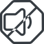 Line, down, normal, octagon, horizontal, mirror, prohibited, speaker, volume, mute, unmute, music, sound, loudspeaker, volume-1 icon
