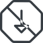 Line, down, normal, octagon, arrow, prohibited icon