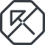 Line, left, normal, octagon, arrow, prohibited, corner, arrow-corner icon