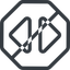 Line, right, normal, octagon, prohibited, order, sort icon