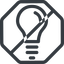 Line, up, normal, octagon, horizontal, mirror, prohibited, light, bulb, brainstorming, creativity, idea, tip, lamp icon
