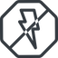Line, normal, solid, octagon, horizontal, mirror, prohibited, lightning, bolt, electricity, thunder icon