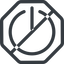 Line, normal, octagon, horizontal, mirror, prohibited, power, on, off, turn-on, turn-off icon
