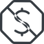 Line, normal, octagon, symbol, money, donate, donation, prohibited, coin, dollar, currency, us, usa icon