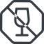 Line, normal, octagon, glass, prohibited, party, wine, empty, champagne, glass-wine, drink, water, glass-wine-empty icon