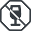 Line, normal, octagon, glass, prohibited, party, wine, champagne, glass-wine, drink, water, glass-wine-solid icon