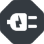 Down, normal, solid, octagon, horizontal, mirror, electricity, plug, charge, charger, electric, electrics, electrical, plug-alt icon