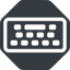 Down, normal, solid, octagon, desktop, keyboard, keypad, typing icon