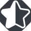 Up, normal, solid, octagon, star, rate, rating, half, star-half icon