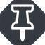 Up, normal, solid, octagon, thumbtack, pin, unpin icon