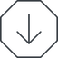 Thin, line, down, octagon, arrow, direction, arrow-simple-thin icon