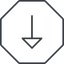 Thin, line, down, octagon, arrow, arrow-thin icon