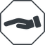 Thin, line, down, octagon, healthcare, help, care, gift, hand, giving, giving-hand, love, give, giving-hand-solid icon