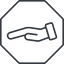 Thin, line, down, octagon, healthcare, help, care, gift, hand, giving, giving-hand, love, give, giving-hand-thin icon