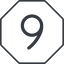 Thin, line, down, octagon, number, font, digit, 6, six, six-thin, 9, nine icon