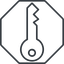 Thin, line, left, octagon, unlocked, unlock, locked, lock, key, access, security, key-thin icon