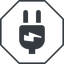 Thin, line, left, octagon, electricity, plug, charge, charger, electric, electrics, electrical, plug-alt icon