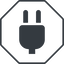 Thin, line, left, octagon, electricity, plug, charge, charger, electric, plug-solid, electrics, electrical icon
