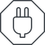 Thin, line, left, octagon, electricity, plug, charge, charger, electric, plug-thin, electrics, electrical icon
