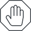 Thin, line, up, solid, octagon, horizontal, mirror, hand, stop, fingers, hand-thin icon