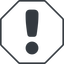Thin, line, up, octagon, mark, warning, exclamation, rounded, info, exclamation-mark-rounded, alert icon
