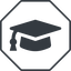 Thin, line, octagon, university, hat, graduation, cap, diploma, graduation-cap, degree, college, education, graduated, graduation-cap-solid icon
