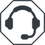 Thin, line, octagon, phone, , call, headset-solid, headset, headphone, microphone, support icon