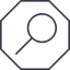 Thin, line, octagon, search, magnifying, glass, research, magnifying-glass-thin, magnifying-glass, keywords, keyword icon