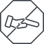 Thin, line, down, octagon, horizontal, mirror, prohibited, healthcare, help, care, gift, hand, giving, giving-hand, love, give, giving-hand-thin icon